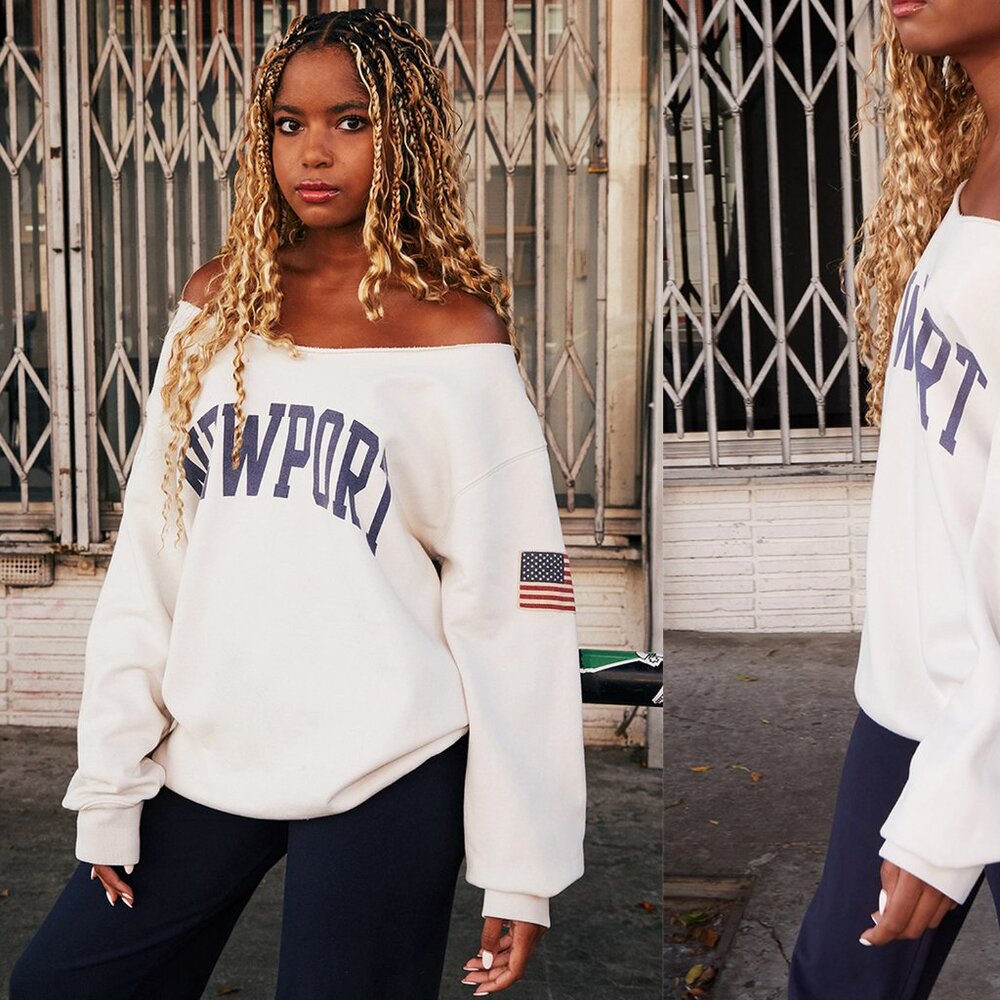 NWOT John Galt brandy melville Erica Newport Oversized off shoulder Sweatshirt